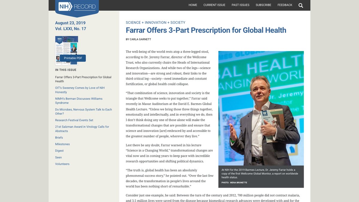 Dr. Jeremy Farrar article screenshot